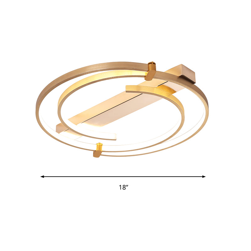 18"/23,5" W-Ring-Unterputz-Deckenleuchte, minimalistische Metall-Gold-Schlafzimmer-Deckenleuchte