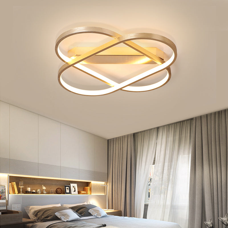 Ovaal lineaire flush plafond licht hedendaagse metaal goud geïntegreerde LED slaapkamer plafond profiel in warm/wit, 19,5 "/23.5" breed