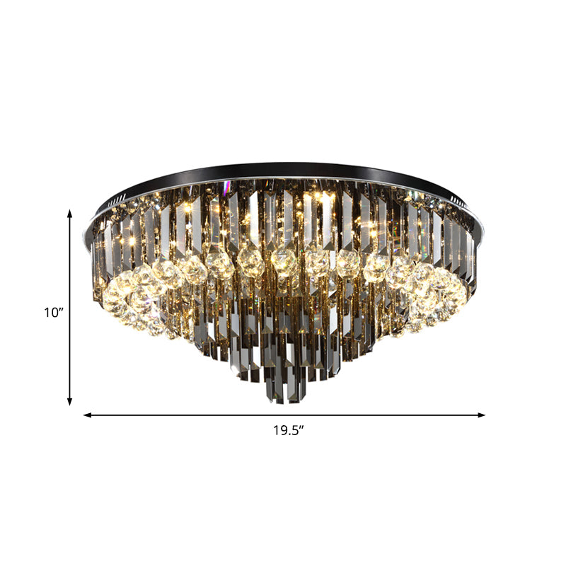 Smoke Gray Layered Flush-Mount Light Modern Style Crystal LED Plafond Light Fixture voor Slaapkamer, 19.5 "/23.5" Wide