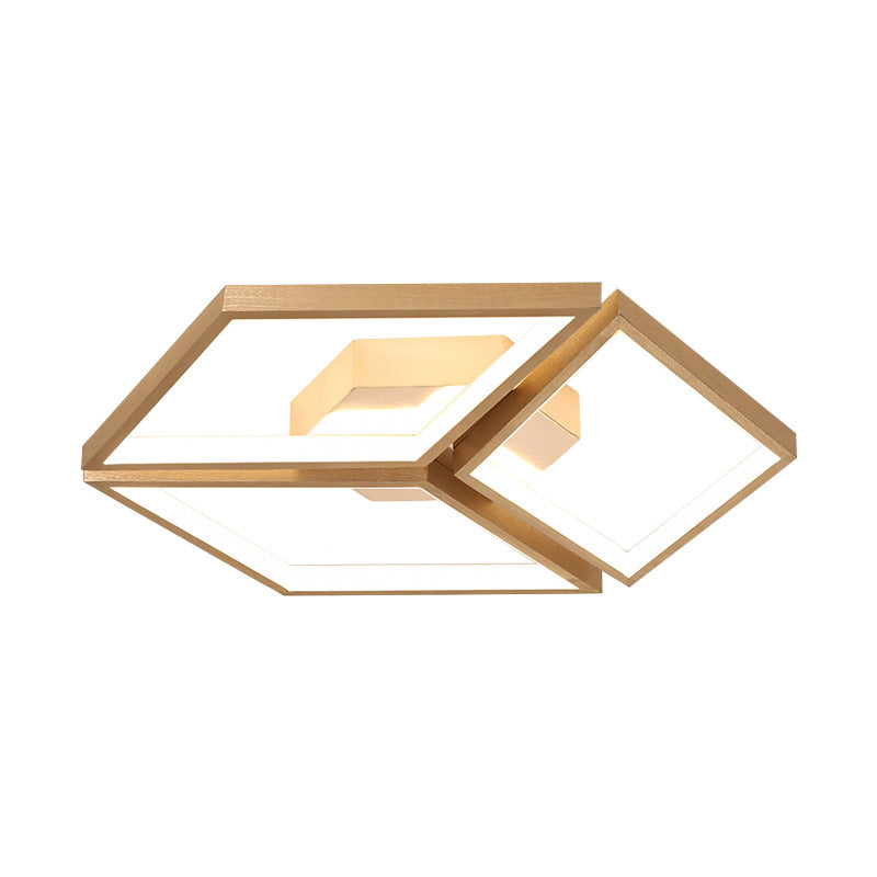 Goud gesplitste ruitvormige plafondlamp Noordse metalen slaapkamer Geïntegreerde LED-plafondinbouw in warm/wit, 18"/23,5" W