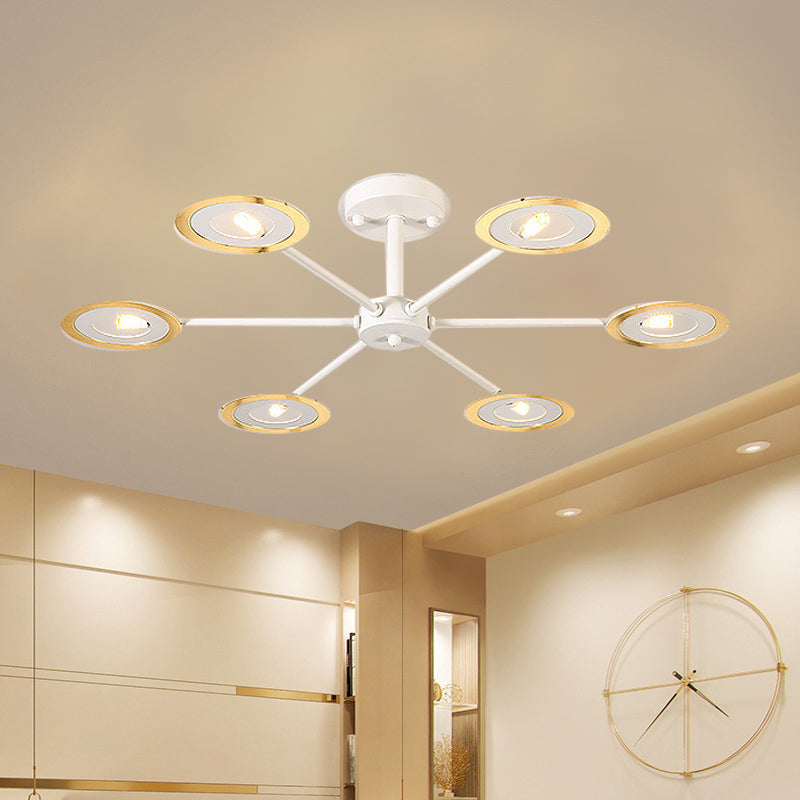 Eisen Sputnik Kronleuchter zeitgenössischer 6/8-Kopf-Hängelampe in Schwarz/Weiß/Schwarzgold für Schlafzimmer