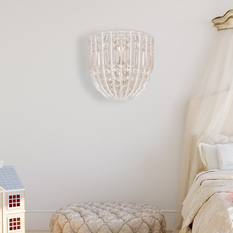 Beaded Wall Sconce Light Contemporary Style Clear Crystal 1 Head Wall Lamp for Living Room