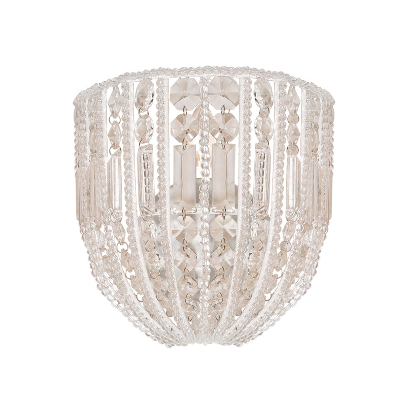 Beaded Wall Sconce Light Contemporary Style Clear Crystal 1 Head Wall Lamp for Living Room