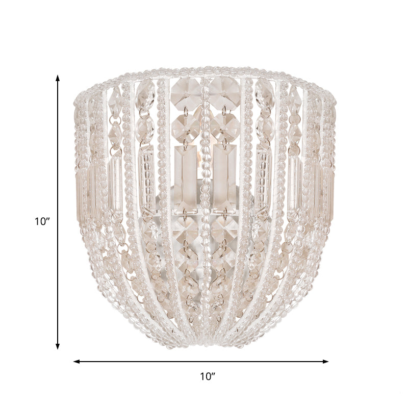Beaded Wall Sconce Light Contemporary Style Clear Crystal 1 Head Wall Lamp for Living Room