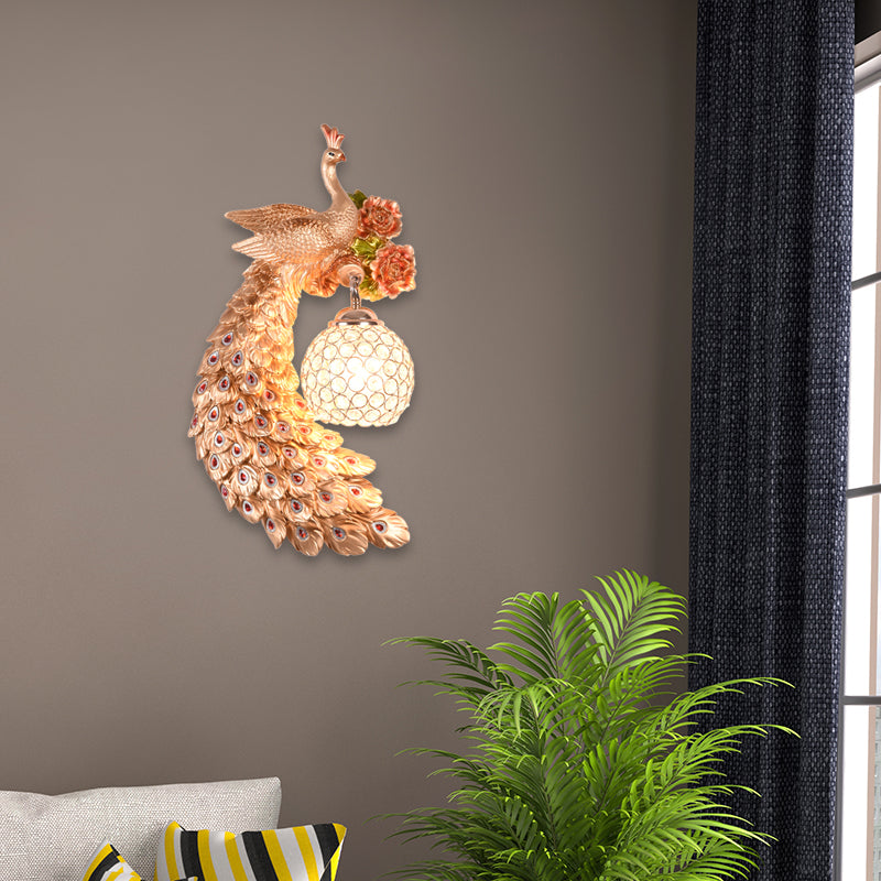 Doble/derecho/izquierdo Peacock pared Squads Stiloft Metal 8 "/10" W 1 Iluminación de pared de bulbo con sombra de cristal de domo en blanco/oro