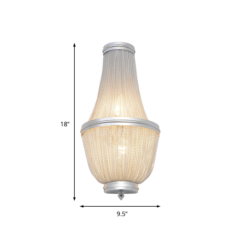 Empire Chandelier Sconce Lighting Modern Aluminum 2 Lights Wall Lamp in Coffee/Silver for Bedside