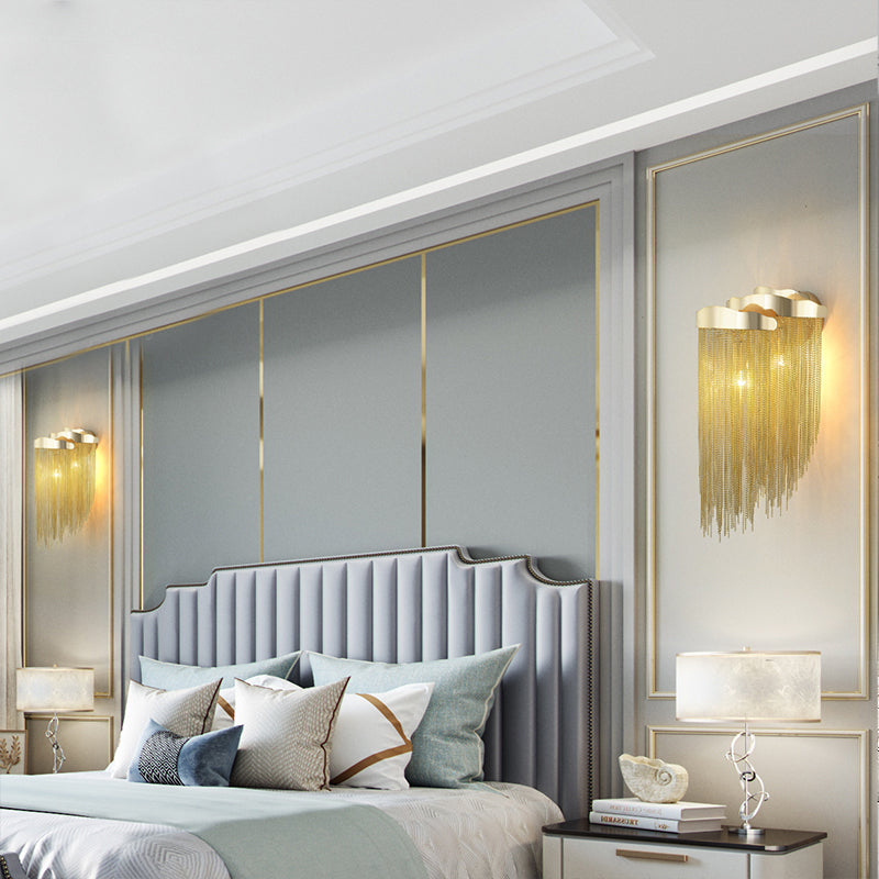 Aluminum Tassel Wall Lamp Lighting 3 Lights Modern Stylish Wall Sconce in Silver/Gold for Bedside