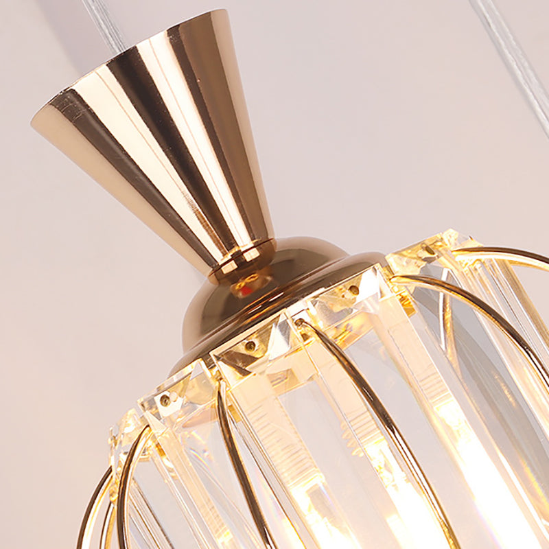 1 tête Crystal Prism Pendant Lighting Modern Eleging Hanging Lightture avec une teinte lanterne en noir / or pour la chambre