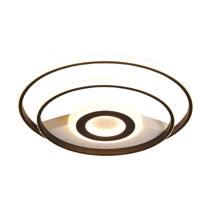 16"/19.5"/23.5" W Black Ring Flush Mount Light Nordic Acrylic Bedroom LED Ceiling Lighting in Warm/White