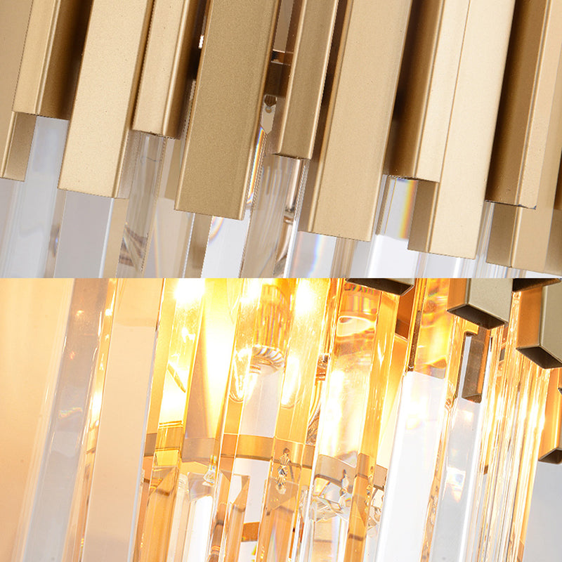 Modern Multi Tier Wall Lamp Metal 4 Heads Wall Light Fixture with Crystal Prism in Clear for Dining Room