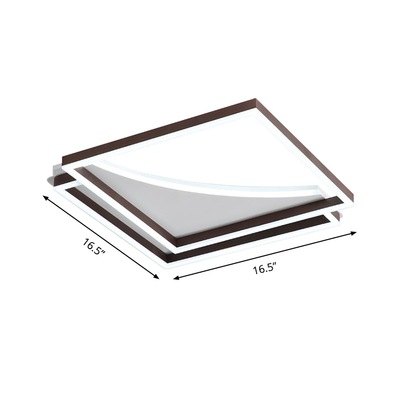 Plafonnier superposé moderniste en acrylique LED marron café, lampe encastrée en lumière chaude/blanche, 16"/20,5"/24,5" de large