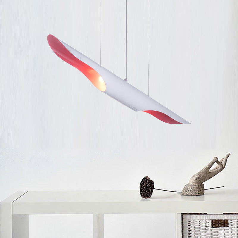 Tube Hanging Ceiling Light Nordic Metal White/Red/Blue Pendant Light for Bedroom with Adjustable Cord
