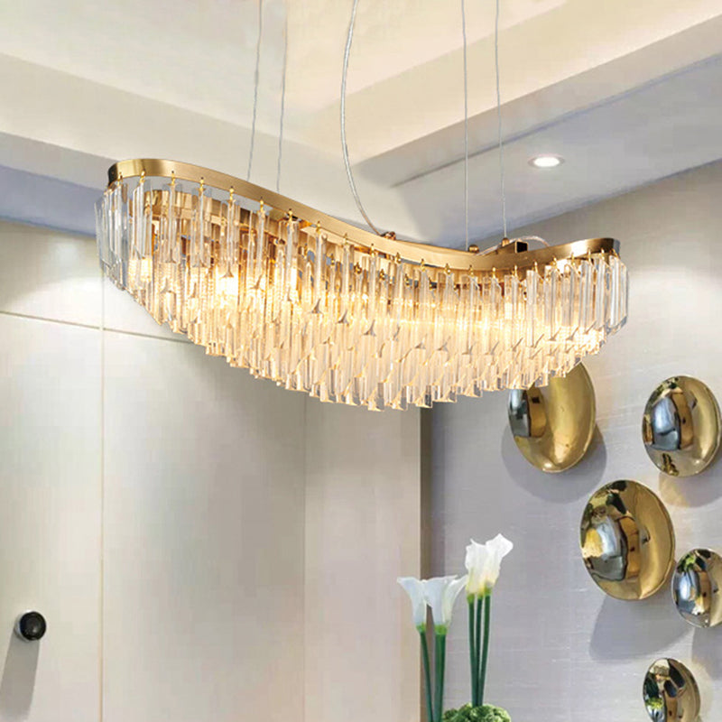 Crystal Ship Large Chandelier for Restaurant Hotel Post Modern LED Ceiling Hanging Light in Gold, White Light