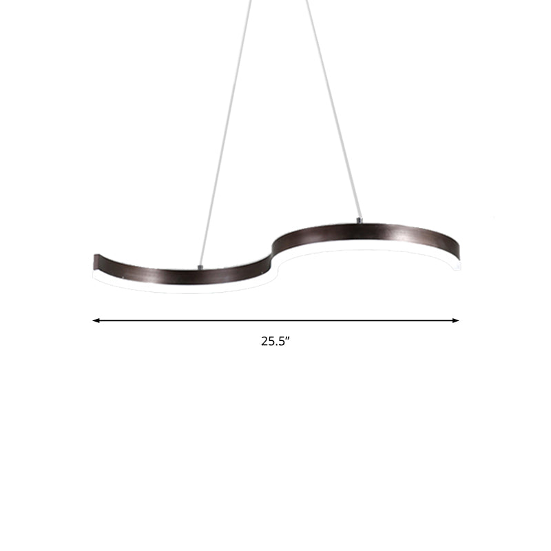 25.5"/31.5" Wide Contemporary 1 Light Chandelier with Acrylic Shade Brown S-Shaped Ceiling Pendant in Warm/White Light