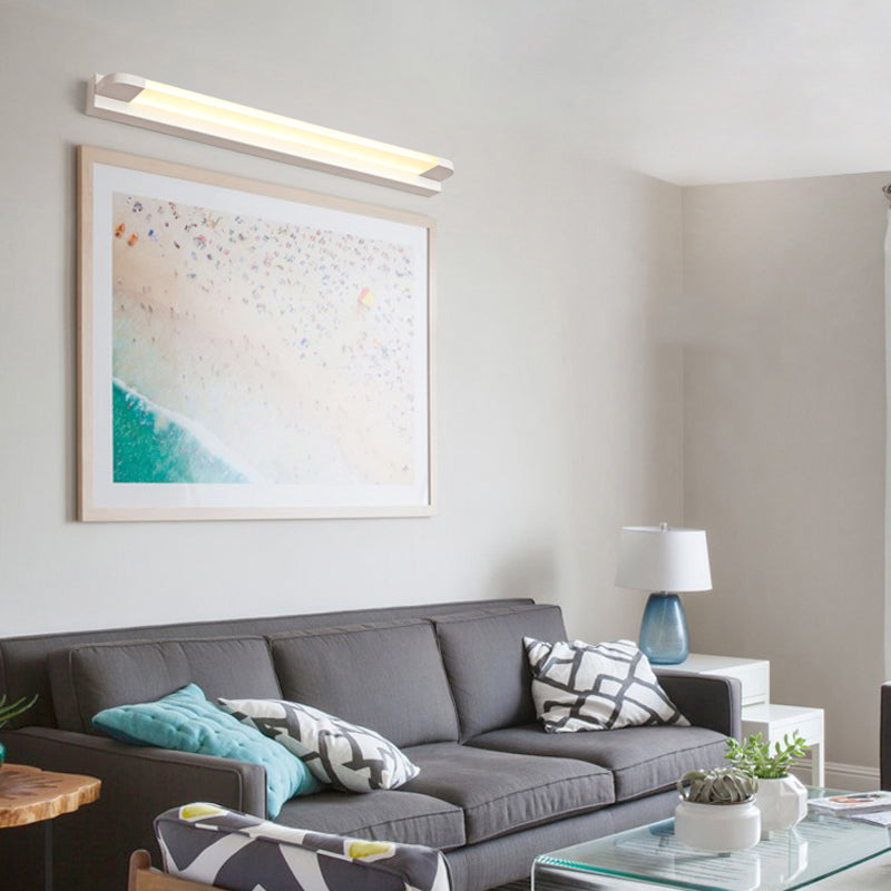 18"/21.5" Wide Slim Vanity Lighting Modern Style Metal Warm/White Lighting LED Black/White Sconce Light for Bathroom