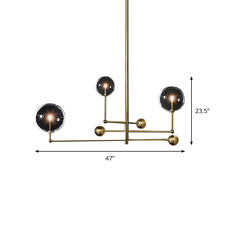 Globe Chandelier Lighting Post Modern Clear Glass 3 Lights Black/Gold Hanging Pendant Light