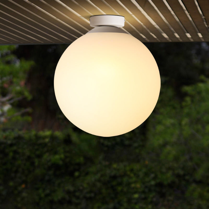 Opal Glass Globe Flush Mount Lamp Modern 1 Light 6"/8"/10" Wide White Flush Ceiling Light Fixture