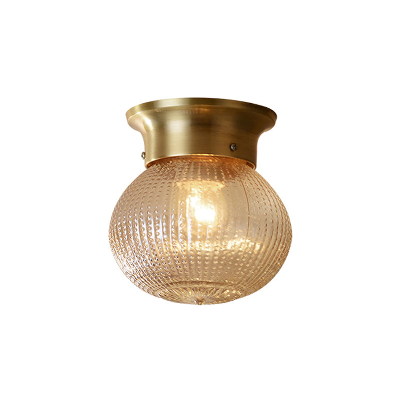 Gold Spherical Flush Mount Modern 1 Light Prismatic Glass Flush Ceiling Light Fixture