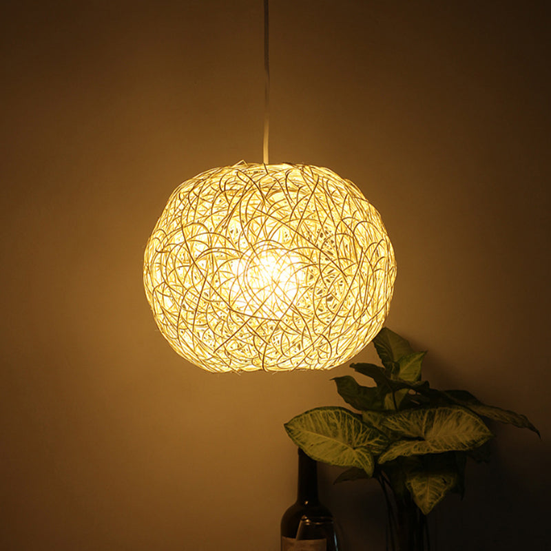 Rattan orb hangend plafondlicht landelijke stijl een lichte hanglampverlichting in beige