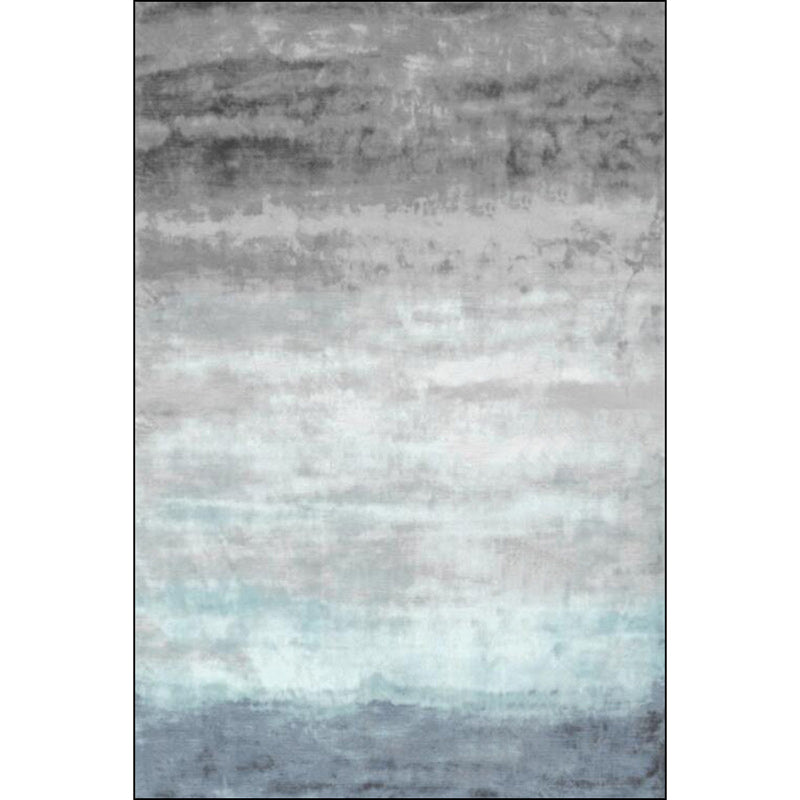 Stylish Ombre Pattern Rug Blue and Grey Casual Rug Polyester Washable Anti-Slip Backing Carpet for Living Room