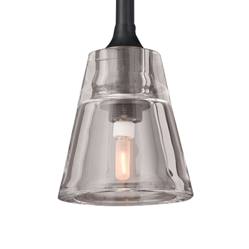 Lámpara colgante de cono negro/de latón/cromo post modernista LED doble vidrio de humo luminoso lámpara de techo