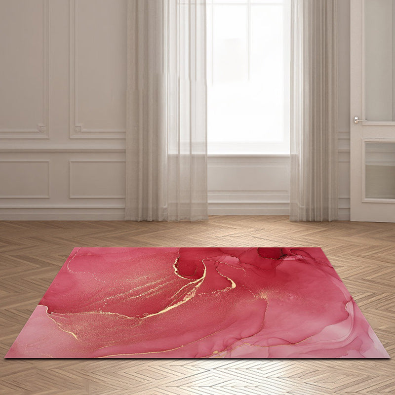Purple and Pink Modern Rug Polyester Watercolor Print Rug Machine Washable Non-Slip Area Rug for Living Room