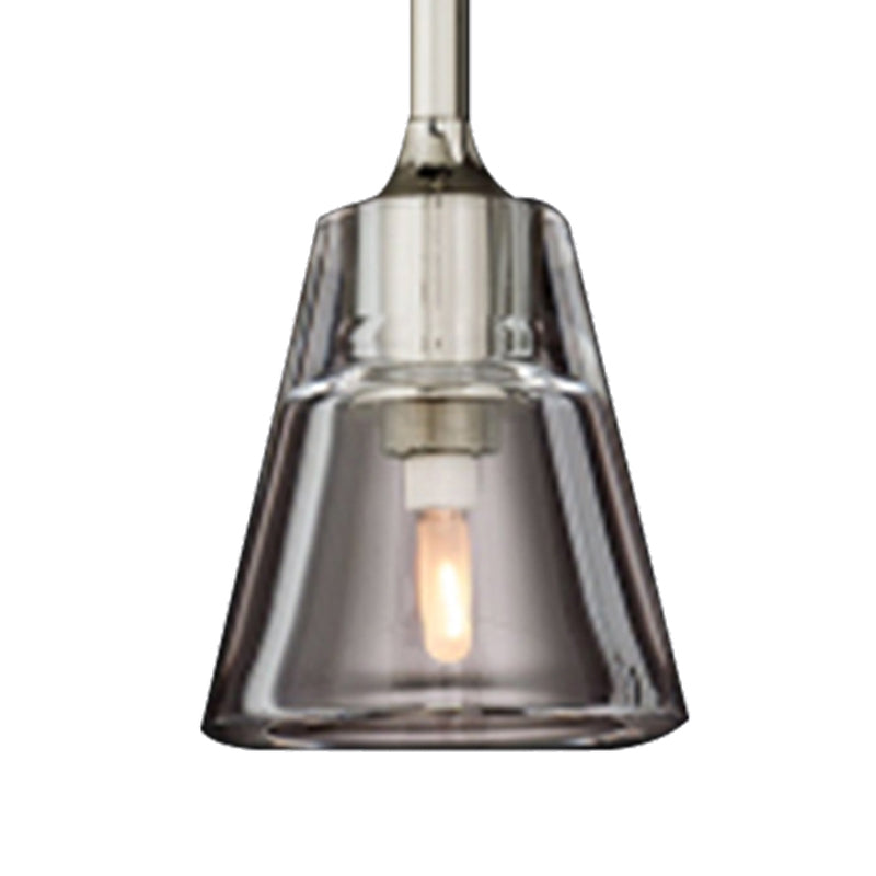 Lámpara colgante de cono negro/de latón/cromo post modernista LED doble vidrio de humo luminoso lámpara de techo