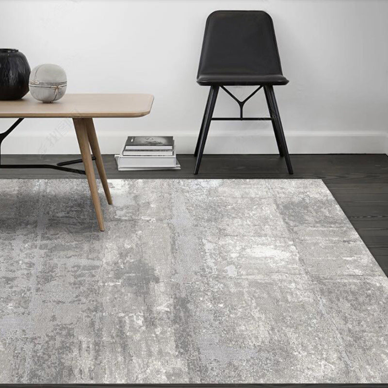 Unusual Abstract Rug Grey Modern Rug Polyester Washable Anti-Slip Backing Carpet for Living Room