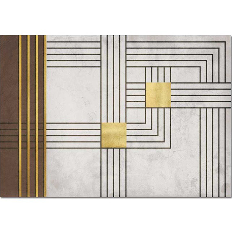 Grey and Brown Modern Rug Polyester Striped Pattern Rug Washable Non-Slip Backing Carpet for Living Room