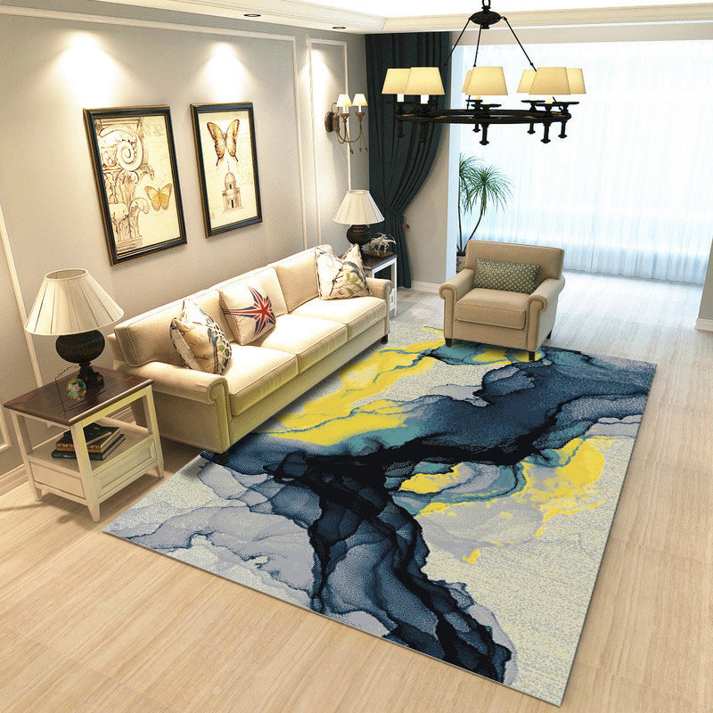 Contemporary Watercolor Pattern Rug Multicolor Polyester Rug Washable Area Rug for Living Room