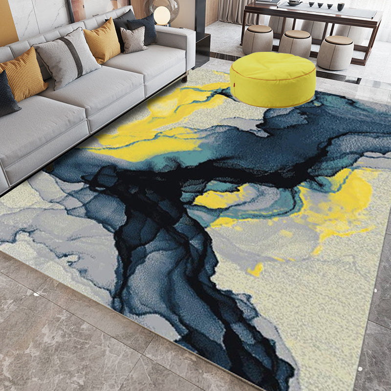Contemporary Watercolor Pattern Rug Multicolor Polyester Rug Washable Area Rug for Living Room