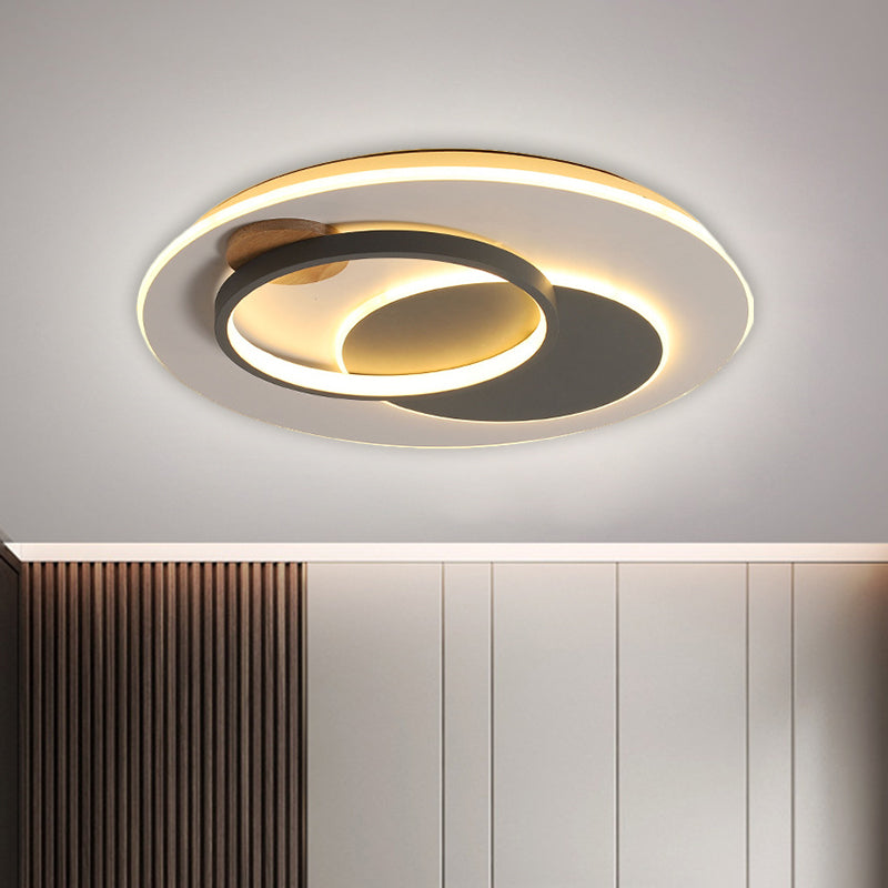 Black Multi-Ring Ceiling Fixture Minimalism 16.5"/20.5" W LED Metallic Flush Mount Lamp in Warm/White/Third Gear Light