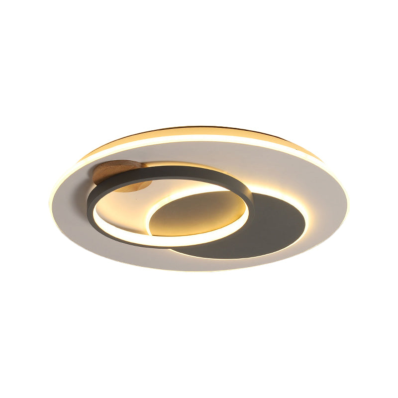 Black Multi-Ring Ceiling Fixture Minimalism 16.5"/20.5" W LED Metallic Flush Mount Lamp in Warm/White/Third Gear Light