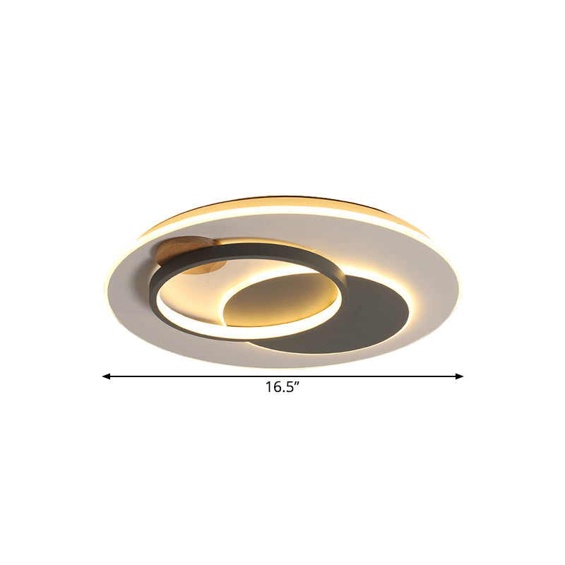 Black Multi-Ring Ceiling Fixture Minimalism 16.5"/20.5" W LED Metallic Flush Mount Lamp in Warm/White/Third Gear Light