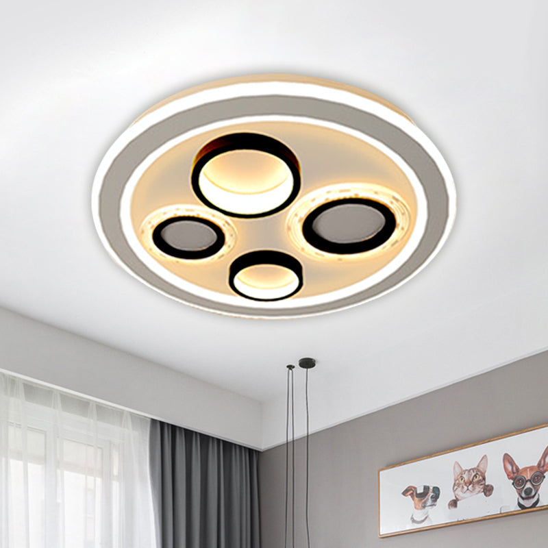 Circular Flush Mount Modernist Acrylic LED Black Ceiling Light Fixture for Bedroom, 16.5"/20.5" Wide