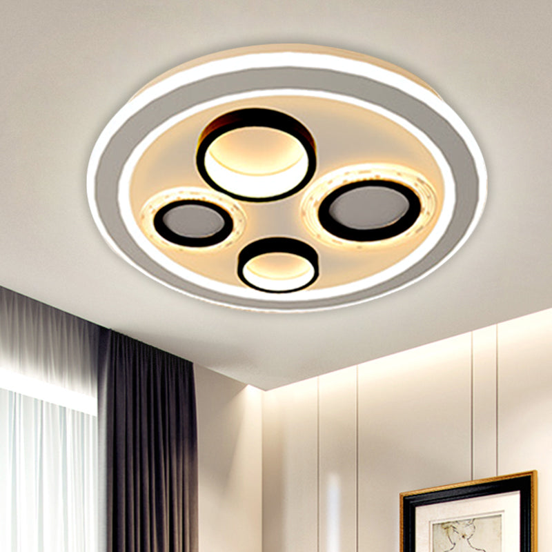Circular Flush Mount Modernist Acrylic LED Black Ceiling Light Fixture for Bedroom, 16.5"/20.5" Wide