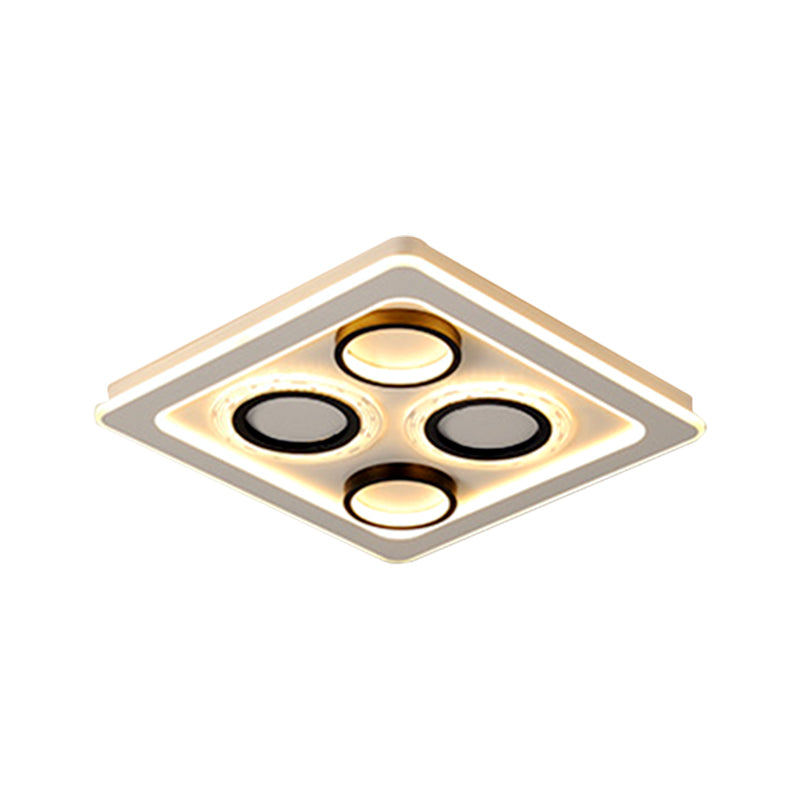16.5"/20.5" W Nordic Squared Flush Lamp Acrylic Bedroom LED Ceiling Lighting in Black and White, 3 Color Light
