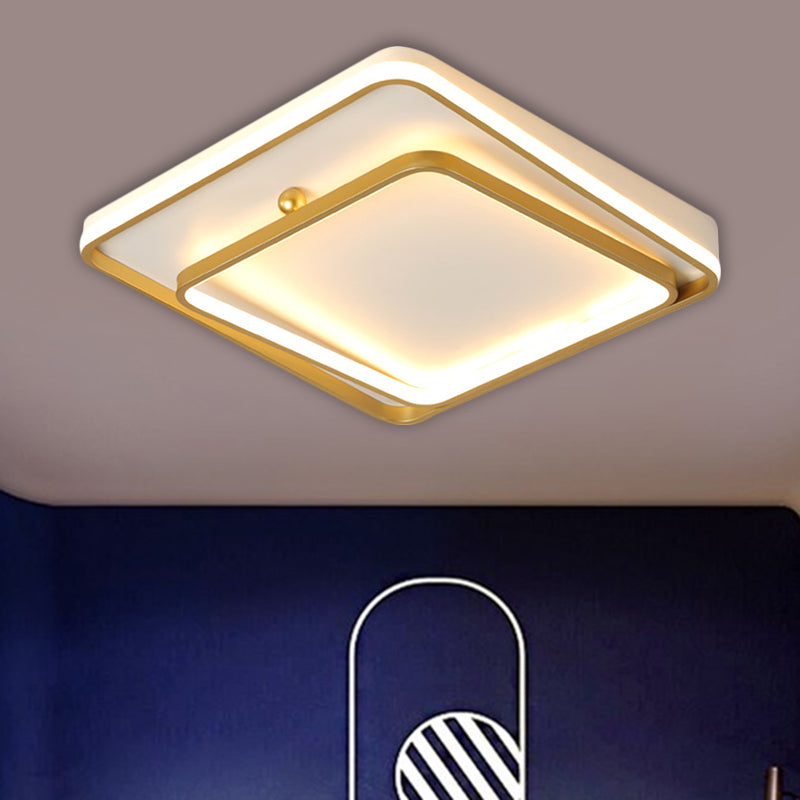 Struttura quadrata bianca a fiuto a filo contemporaneo da 19,5 "lampada a filo in metallo a LED largo in luce calda/bianca