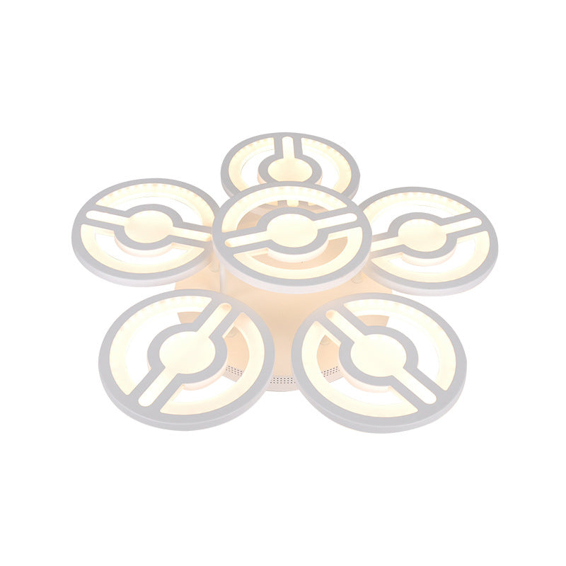 White Flower Design Semi Mount Lighting Minimalism LED Acrylic Flush Ceiling Lamp in Warm/White/Natural Light
