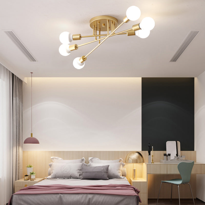 6/8/10 lampen slaapkamer semi-inbouwlamp met zichtbare lamp moderne metalen goud/zwarte plafondlamp
