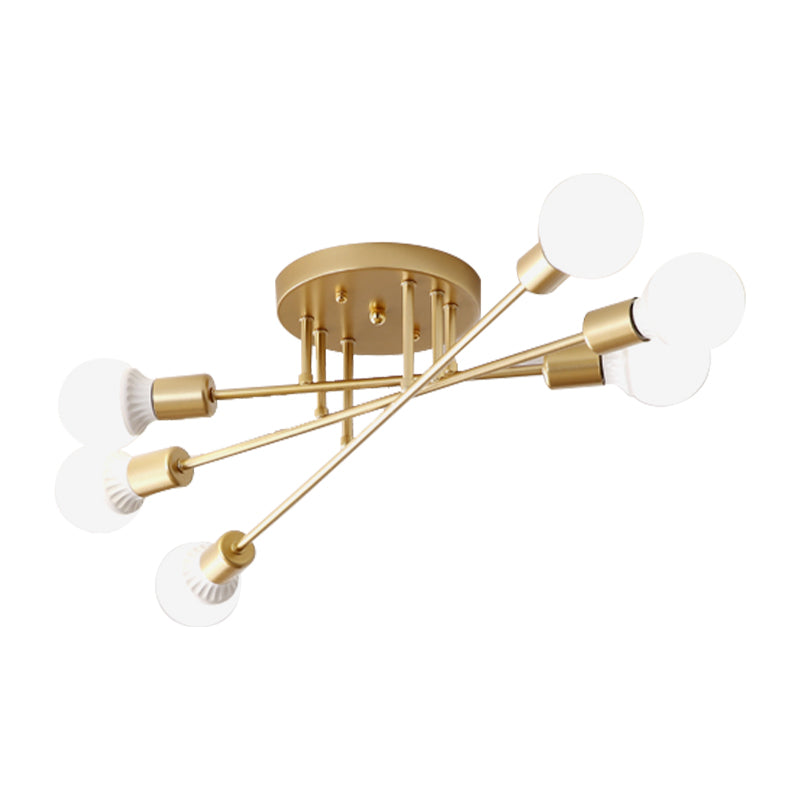 6/8/10 lampen slaapkamer semi-inbouwlamp met zichtbare lamp moderne metalen goud/zwarte plafondlamp
