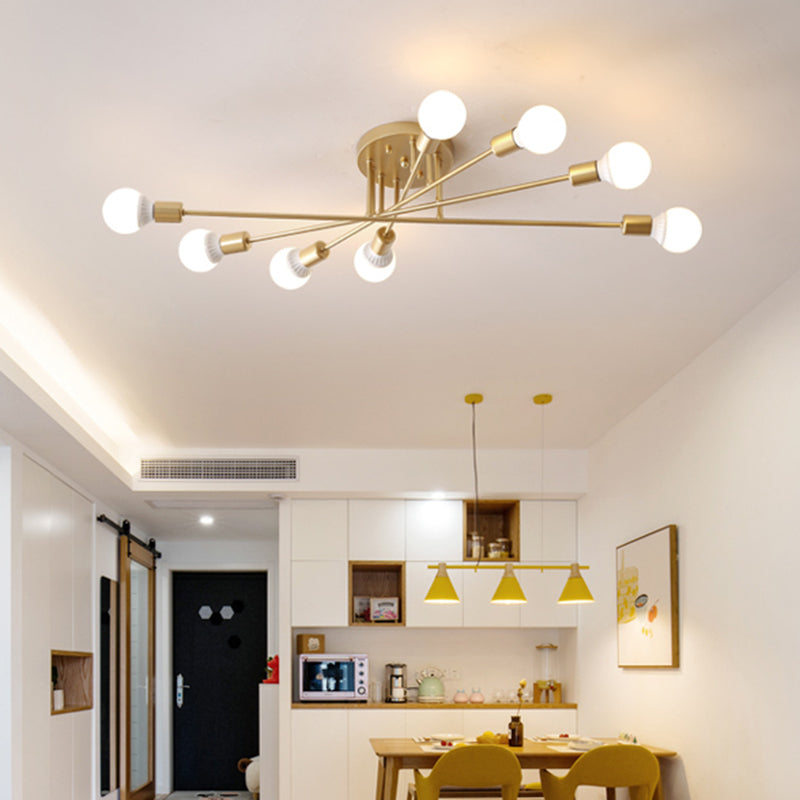 6/8/10 lampen slaapkamer semi-inbouwlamp met zichtbare lamp moderne metalen goud/zwarte plafondlamp