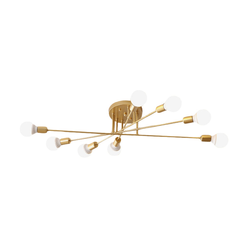6/8/10 lampen slaapkamer semi-inbouwlamp met zichtbare lamp moderne metalen goud/zwarte plafondlamp