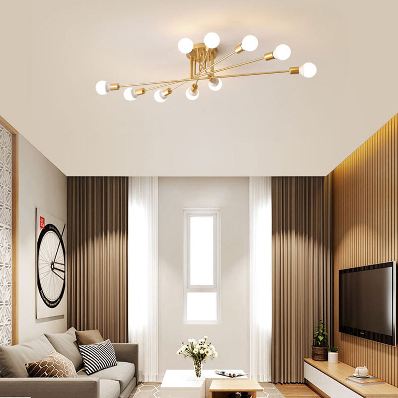 6/8/10 lampen slaapkamer semi-inbouwlamp met zichtbare lamp moderne metalen goud/zwarte plafondlamp