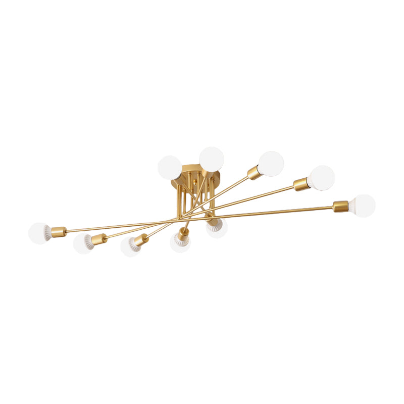 6/8/10 lampen slaapkamer semi-inbouwlamp met zichtbare lamp moderne metalen goud/zwarte plafondlamp