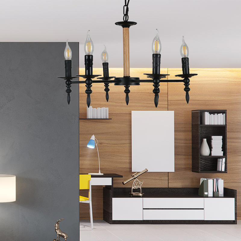 Lampe à lustre à bougie noir