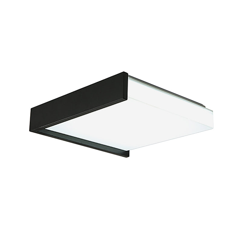 Black Square Flush Light with Acrylic Shade Contemporary Simple Metal LED Bedroom Ceiling Light Fixture in Warm / White, 16 "/19.5" Wide