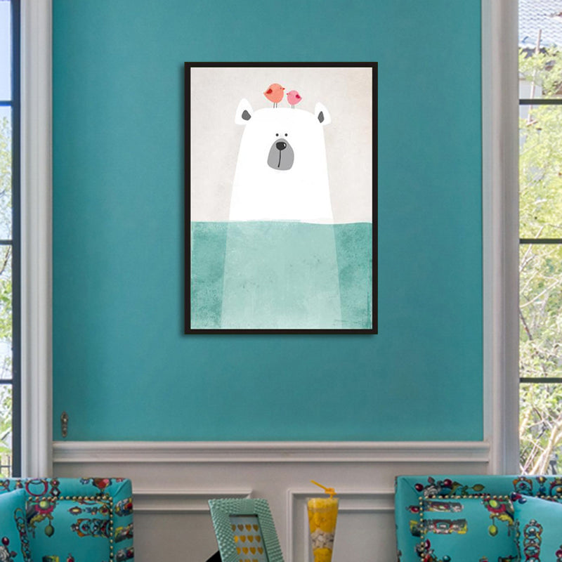 Animal with Rising Water Canvas Print Childrens Art Textured Wall Decor for Kids Bedroom