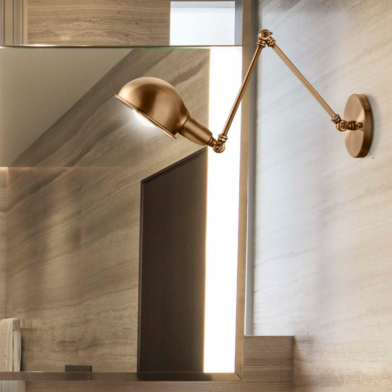 Sconcetto da parete della cupola retrò 1 illuminazione a parete in metallo con braccio oscillante in ottone/cromo per il bagno