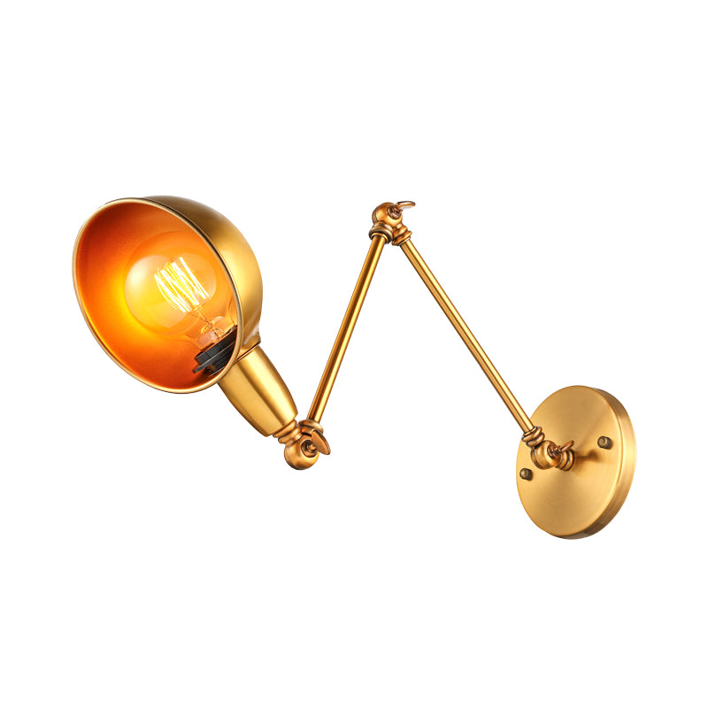 Sconcetto da parete della cupola retrò 1 illuminazione a parete in metallo con braccio oscillante in ottone/cromo per il bagno